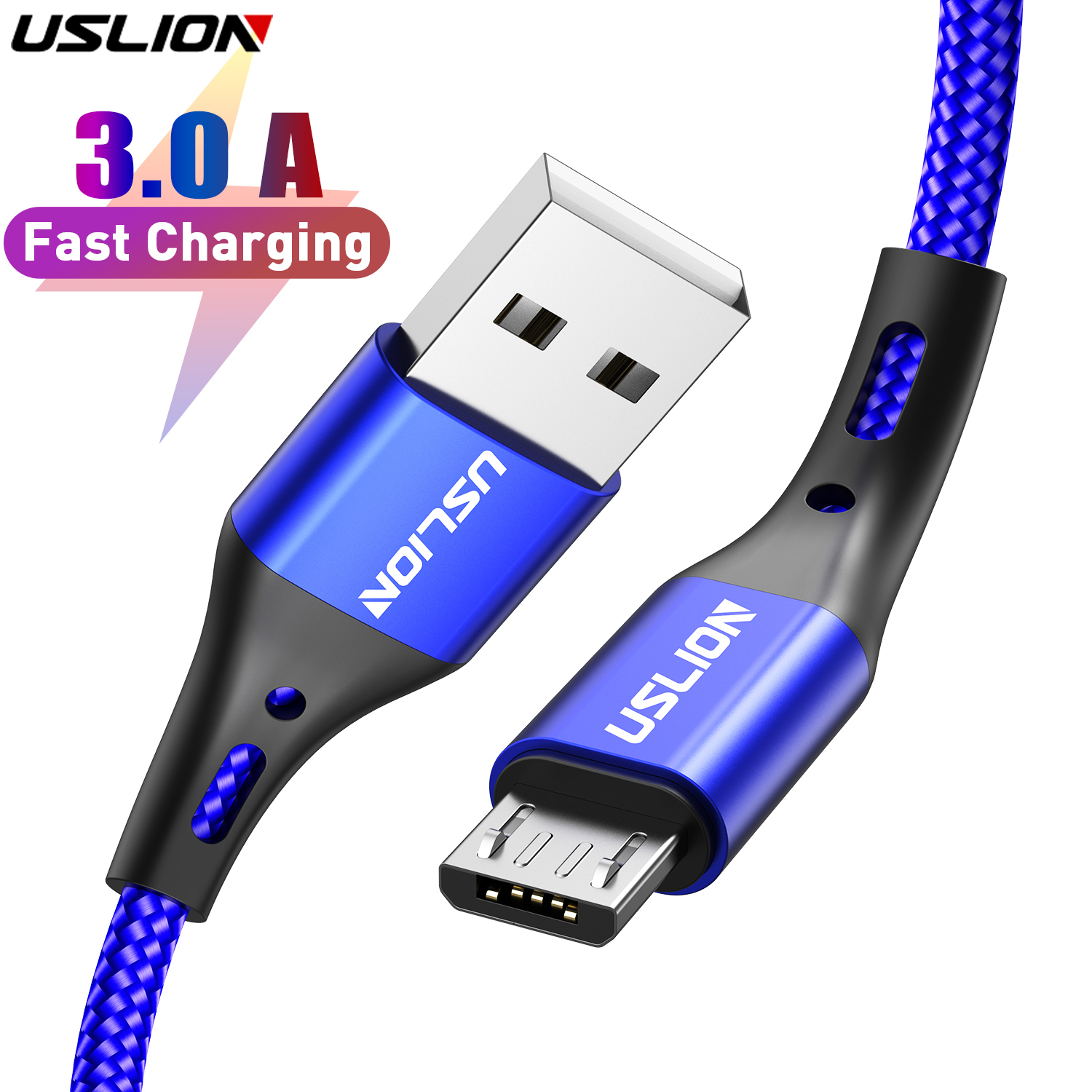 USLION 3A Micro-USB-Kabel Schnellladung für Samsung Xiaomi Huawei Realme OPPO Android Handy USB-Datenkabel 0,5/1/2/3M