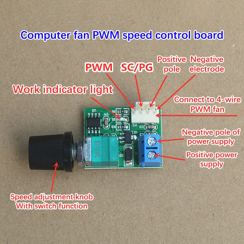 Регулятор вентилятора DC12V, ШИМ-регулятор скорости с переключателем, одноканальный, 4-контактный, маломощный, бесшумный, для вентиляторов корпуса компьютера