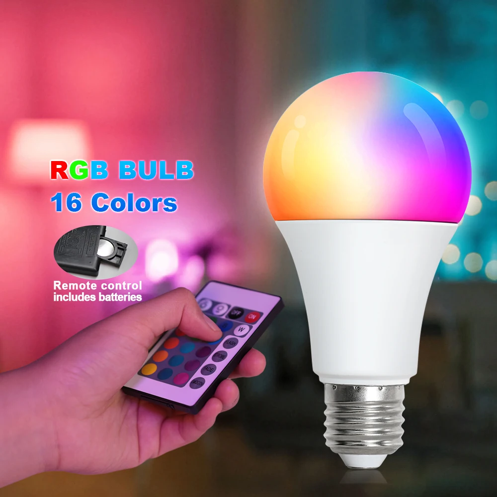 24 Tasten Fernbedienung Intelligente Lampe Atmosphäre Licht 16 Farben RGB Glühbirne LED Mehrfarbige Glühbirne E27 220 V Haushaltsbeleuchtung dimmbar