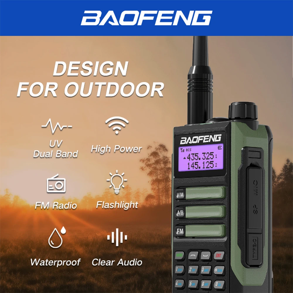 Baofeng UV-16 PLUS 10 W Walkie-Talkies VHF UHF Dual Band Zwei-Wege-Radio USB-Ladegerät Wasserdichtes Dualband-Amateurfunk mit großer Reichweite