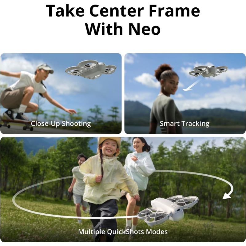Neo, Mini Drone with 4K UHD Camera for Adults, 135g Self Flying Drone that Follows You, Palm Takeoff, AI Subject Tracking