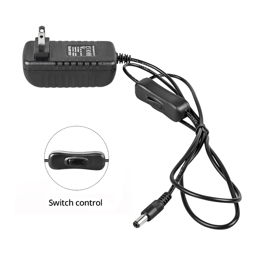 Adattatore di alimentazione 12V con interruttore Convertitore per caricabatterie con spina UE/USA AC 100-240V a DC 12V Driver trasformatore di illuminazione a LED 1A 2A 3A