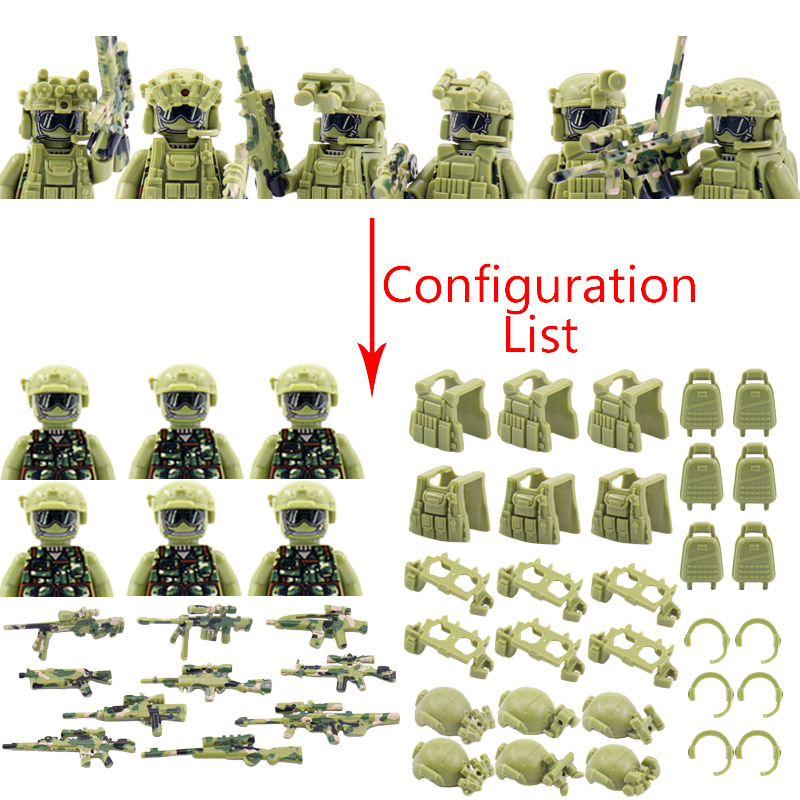 Bloques de construcción MOC de fuerzas especiales militares, figuras de Comando fantasma SWAT, soldados de policía, armas de armas del ejército, juguete para regalo para niños B152