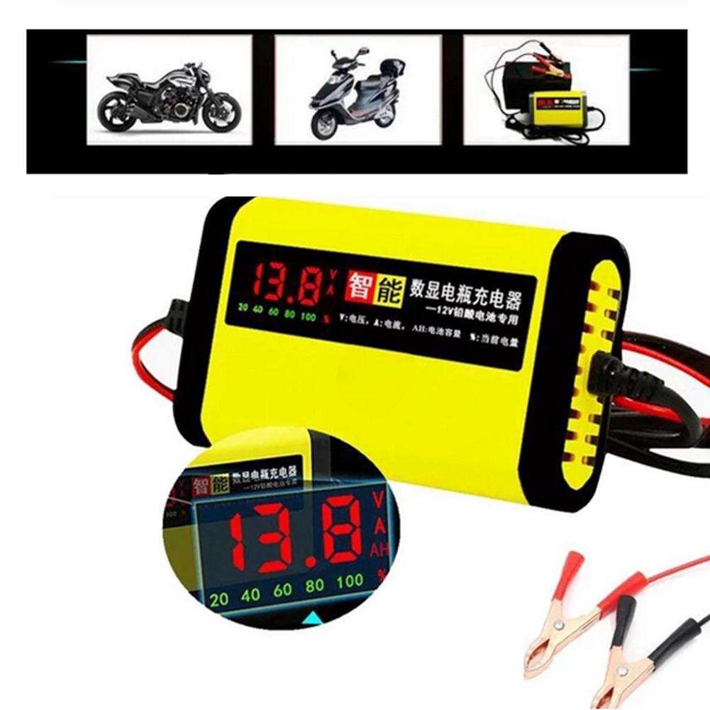 12V 2A 6A Auto-acculader LED-display 100-240V EU ONS Slimme auto-motorfietslader voor auto-motorfiets loodzuuraccu