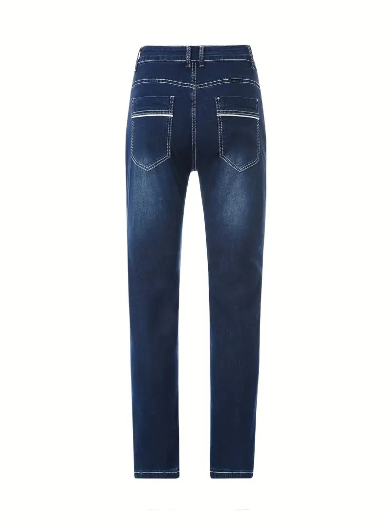 Pantalones vaqueros ajustados de alta calidad para hombre, vaqueros elásticos informales de estilo callejero de color sólido para primavera, verano, otoño e invierno