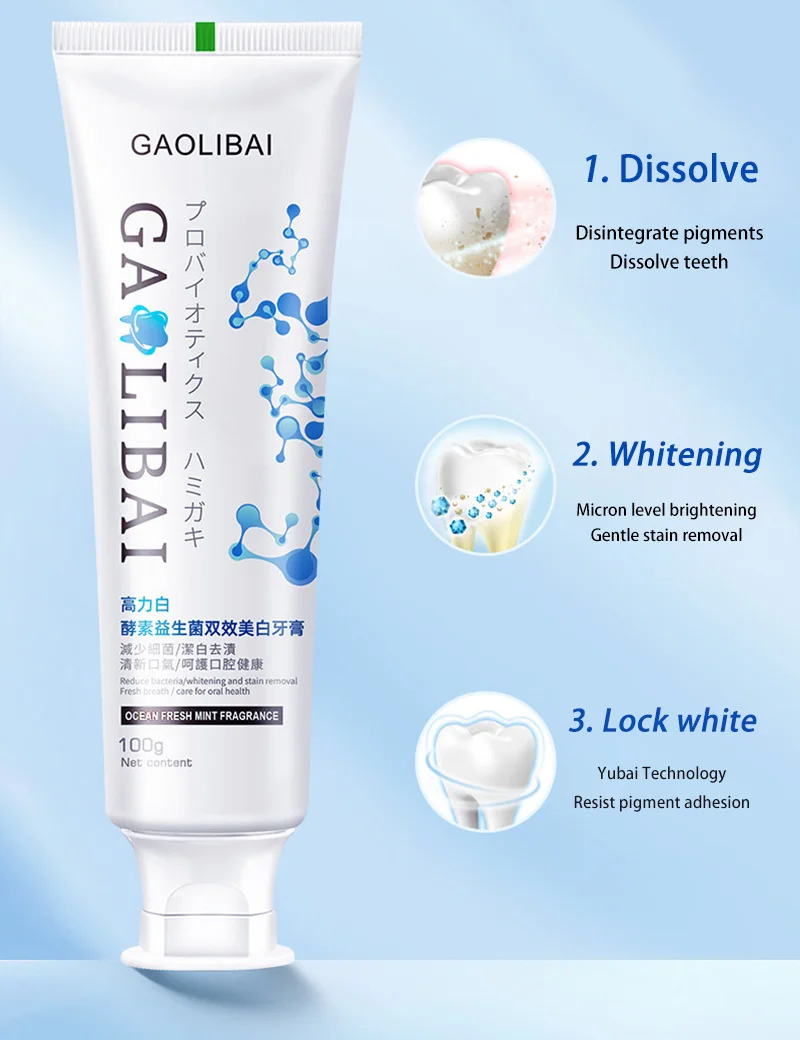Enzyme Probiotic Whiten Toothpaste Remove Stains Freshen Breath Reduce Oral Bacteria Prevent Periodontitis Fluoride Toothpaste