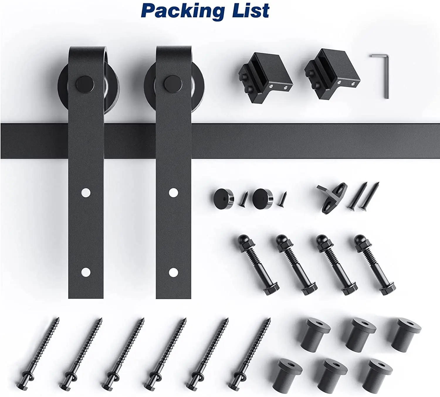 6/6.6/9 FT Heavy Duty Sliding Barn Door Hardware Kit Basic J Pulley Slide Smoothly Quietly Easy Install Door Track and Rollers