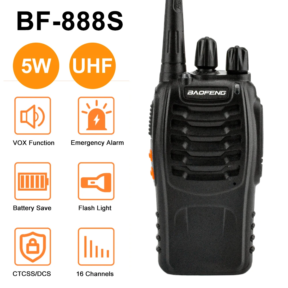 16 canales Walkie talkies para baofeng 888s PMR 0,5 W 16ch UHF separación con cargador USB auriculares
