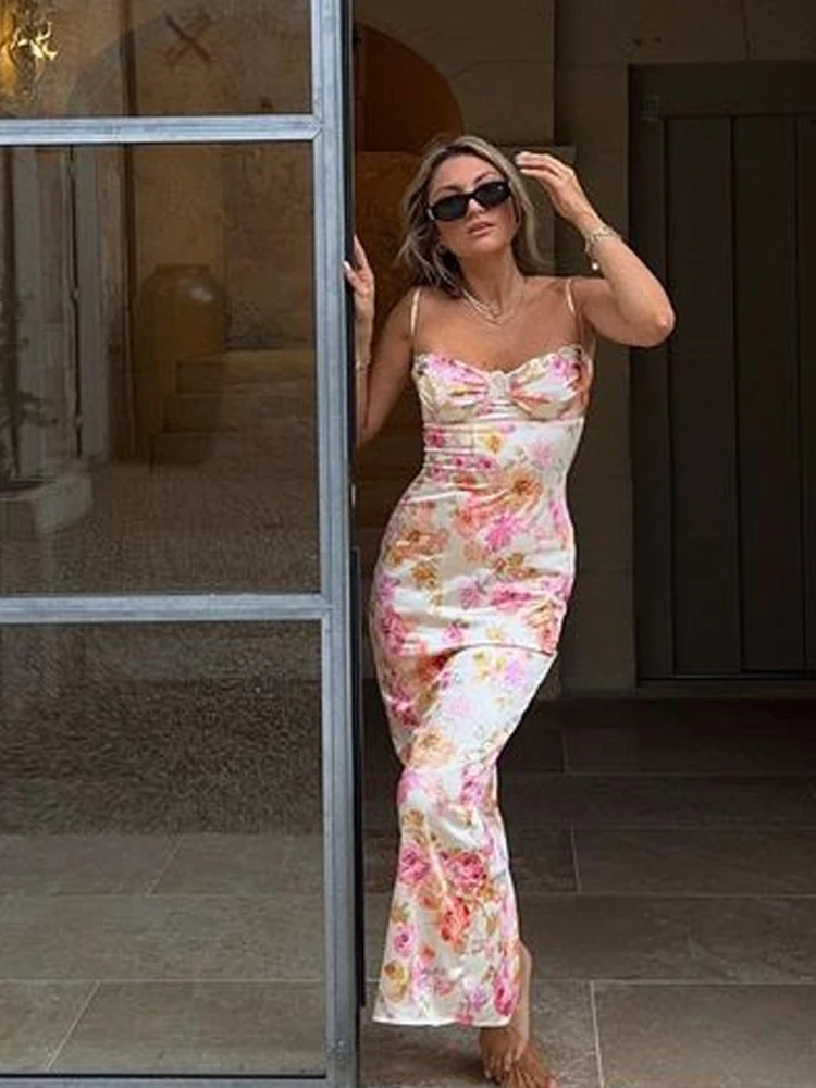 Suninheart Sommer-Partykleider mit Spaghettiträgern und Blumendruck, elegantes Maxi-Bodycon-Kleid für Hochzeitsgäste, Urlaubskleid, neu im Kleid 2023