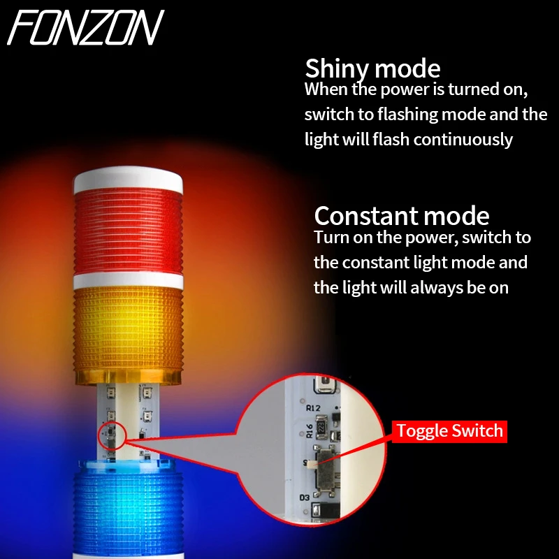 Led Signal Tower Stack Lights CNC Machine DC12-24V AC220V Steady Flashing Light Industrial Signal Warning Lights Buzzer