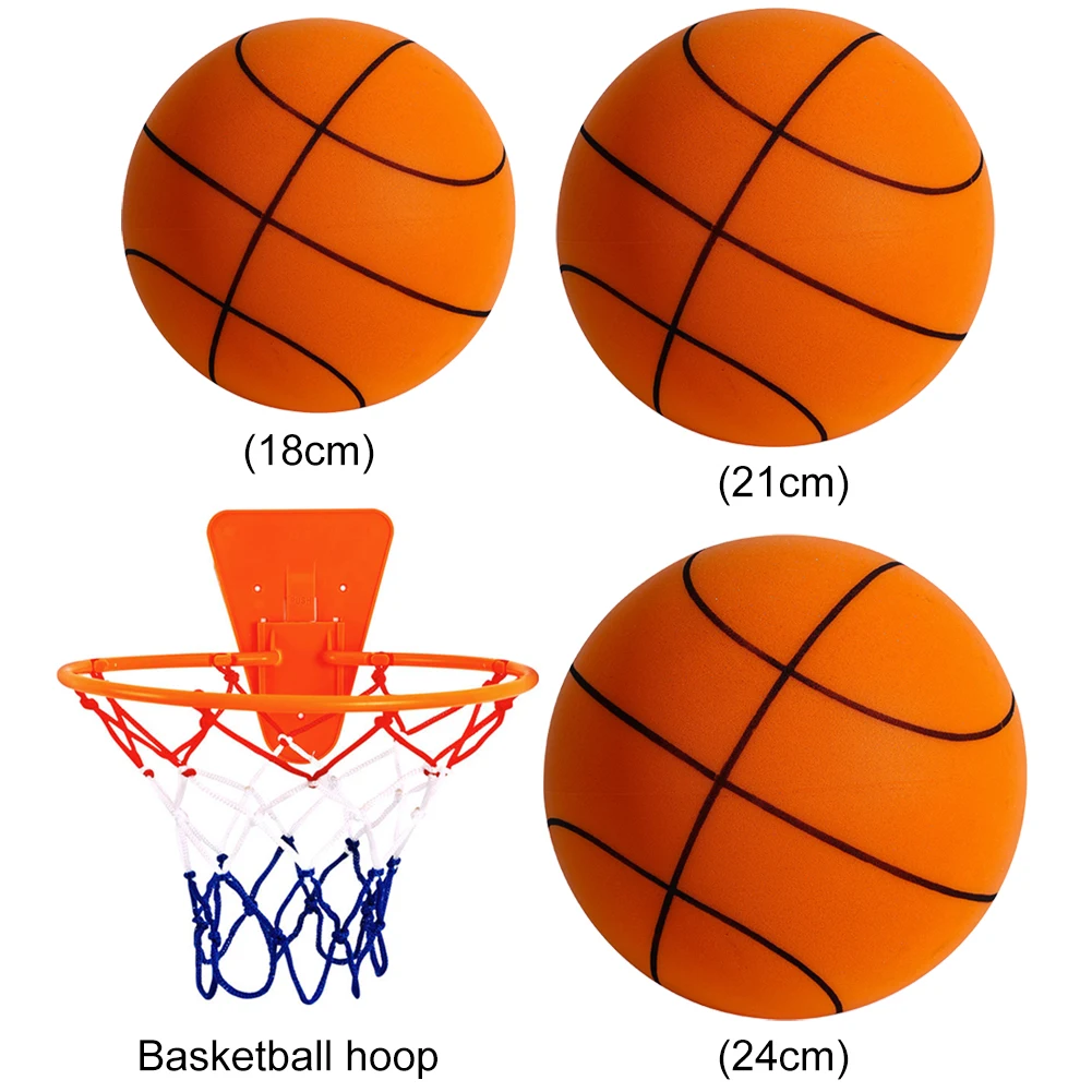 Hüpfender Stummball für den Innenbereich, leiser Basketball, 21/24/30 cm, Schaumstoff-Basketball, leiser weicher Ball, Luft-Bounce-Korbball, Kinderspielzeug
