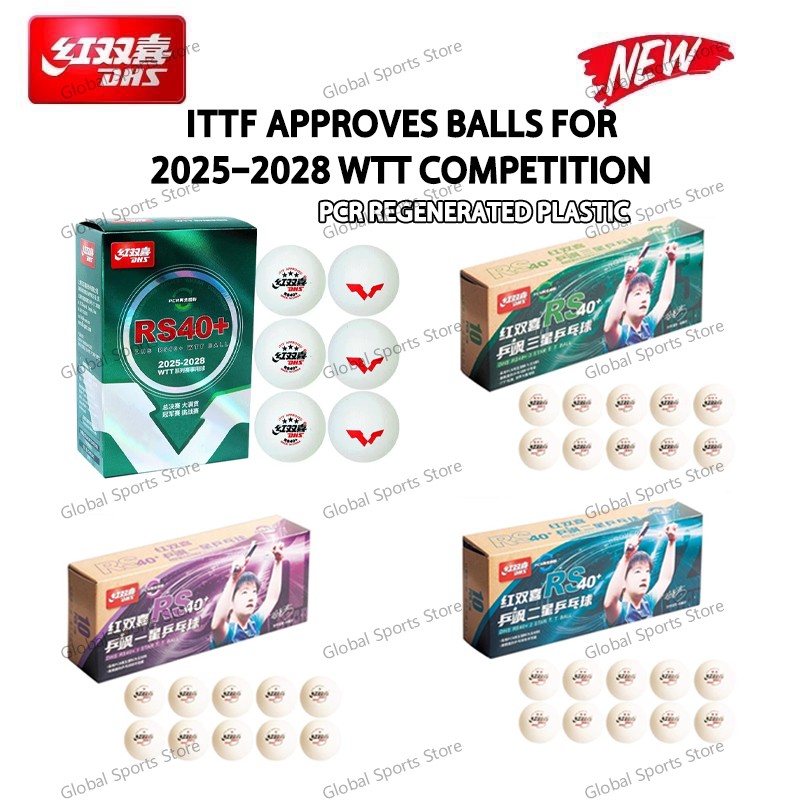 Оригинальные мячи для настольного тенниса DHS, 6/10 шт./кор., новый материал, RS40 + мяч для пинг-понга, 2025WTT, соревнования, 1/2/3 звезды, мячи для настольного тенниса