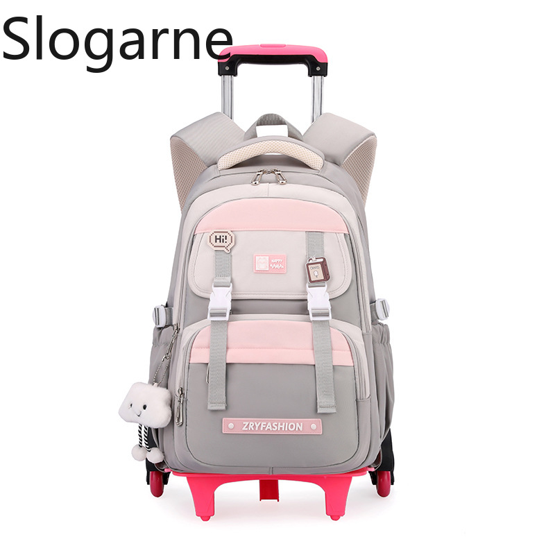 Kinder Rollrucksack Kinder Wasserdichte Schultasche mit Rädern Mittelschule Trolley Gepäck Rucksack Frauen Rucksack mit Rädern