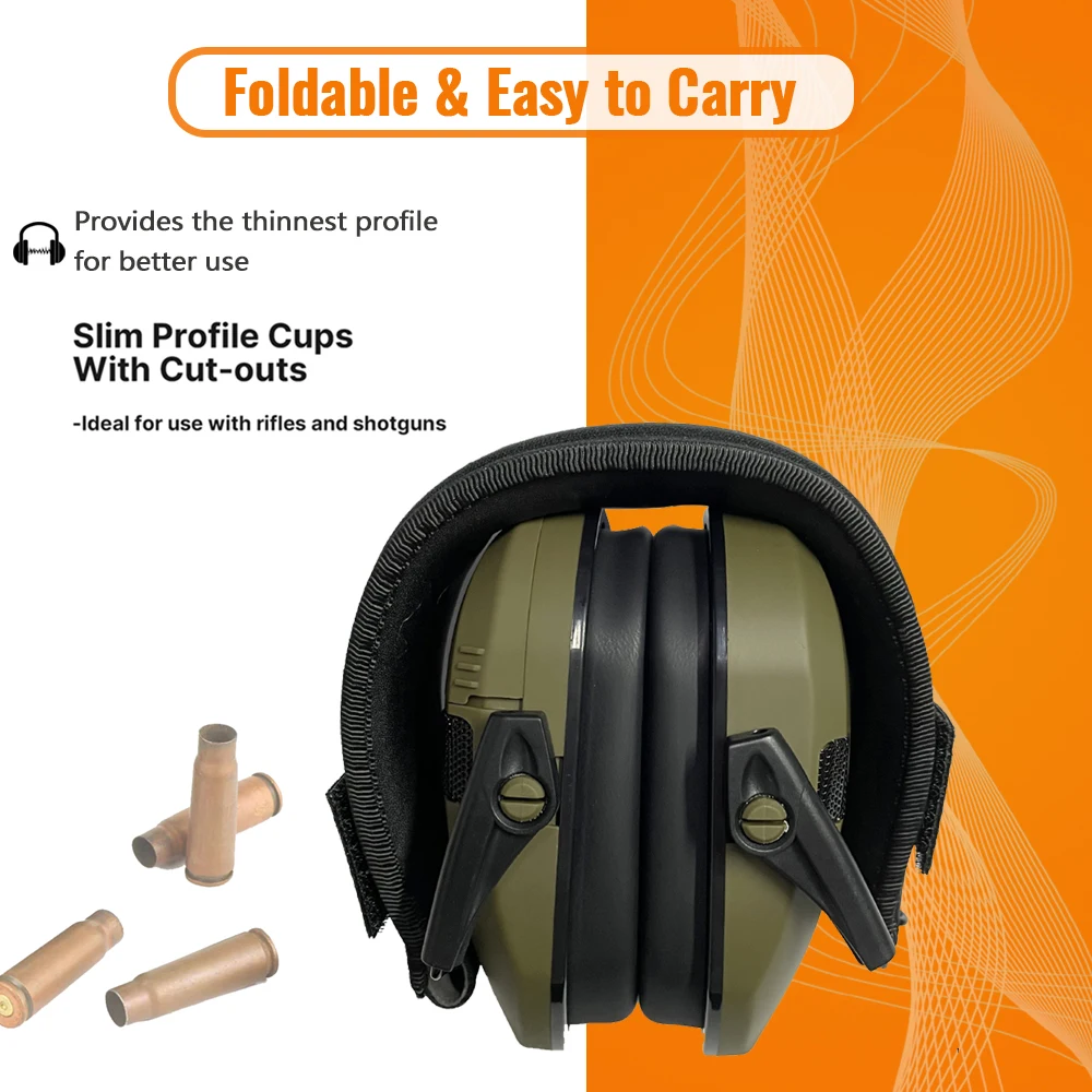 NRR 23dB Shooting Ear Protection with US Flag Electronic Earmuffs for Shooting/Hunting Noise Reduction Headphones