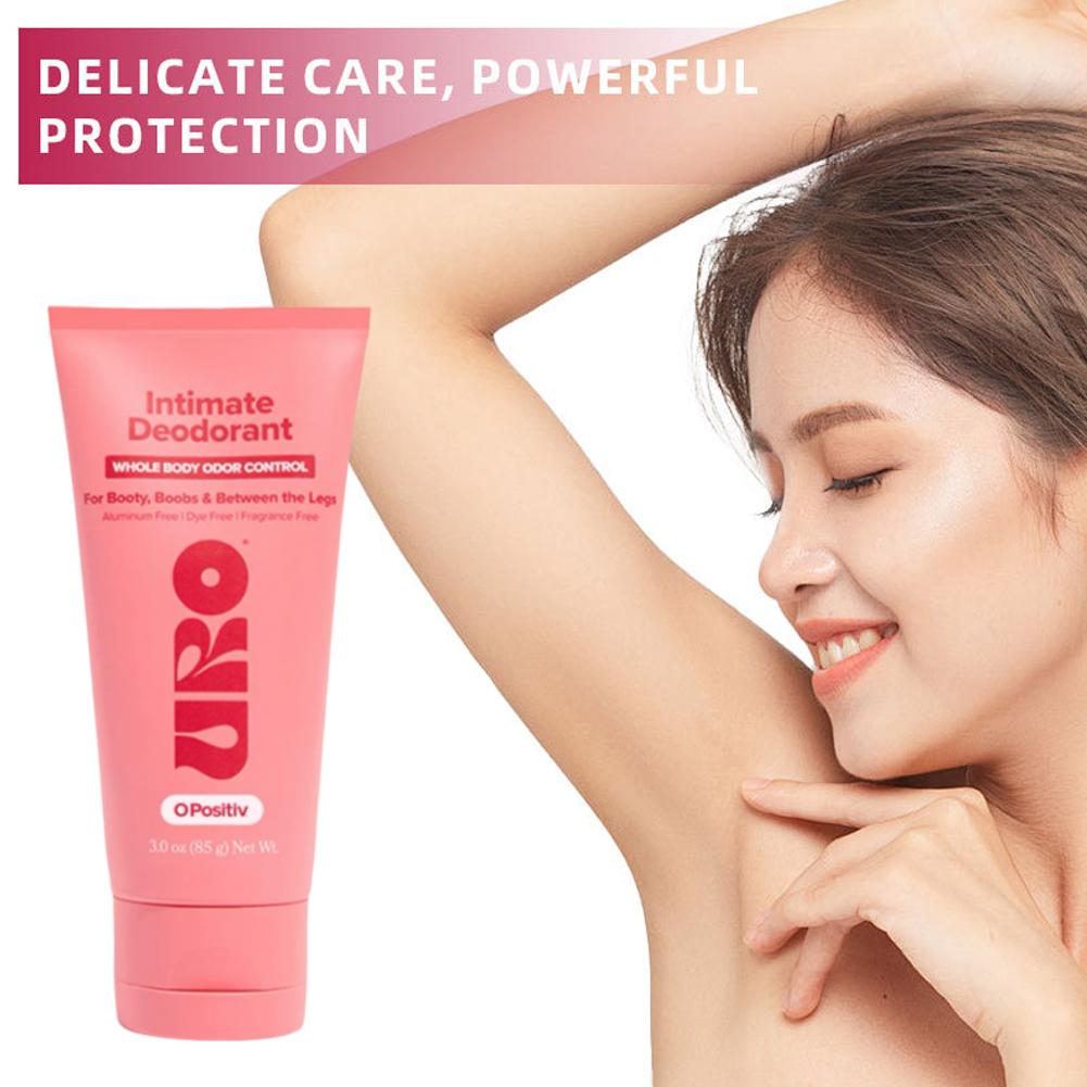Desodorante corporal multiefeito O Positiv URO Creme desodorante íntimo para corpo inteiro de longa duração 24 horas de frescor Cuidados com o corpo