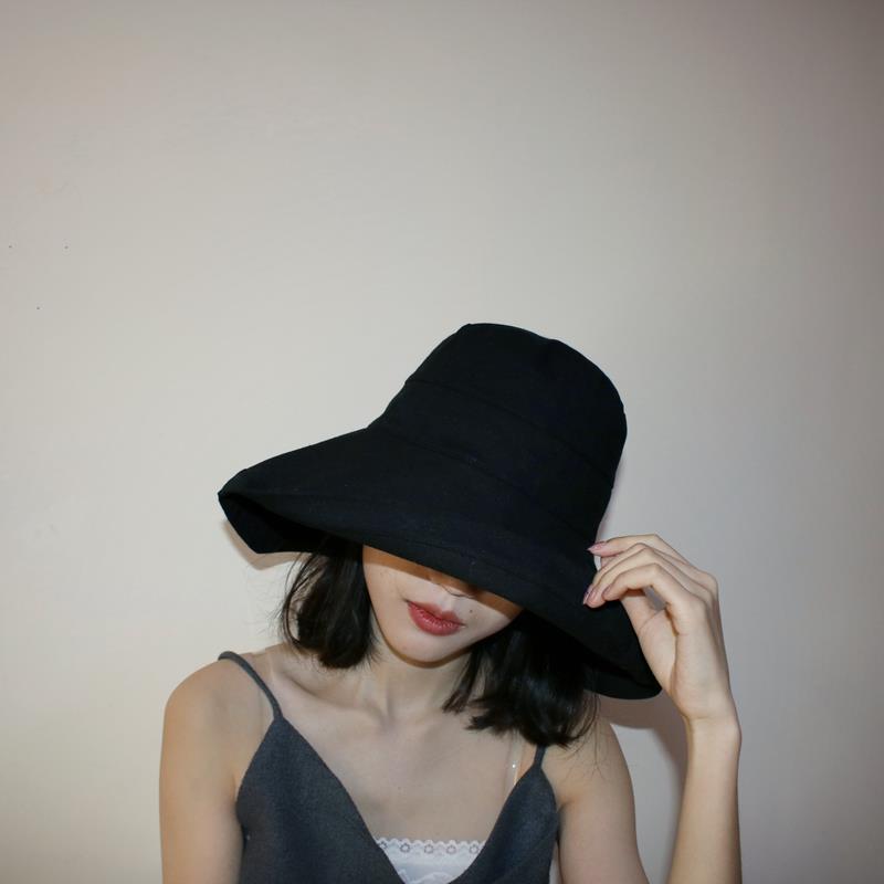 黒釣りキャップ女性の夏の太陽の帽子ビーチサイド UV 保護サイクリング新スタイル日焼け止め顔カバー大きなつば帽子