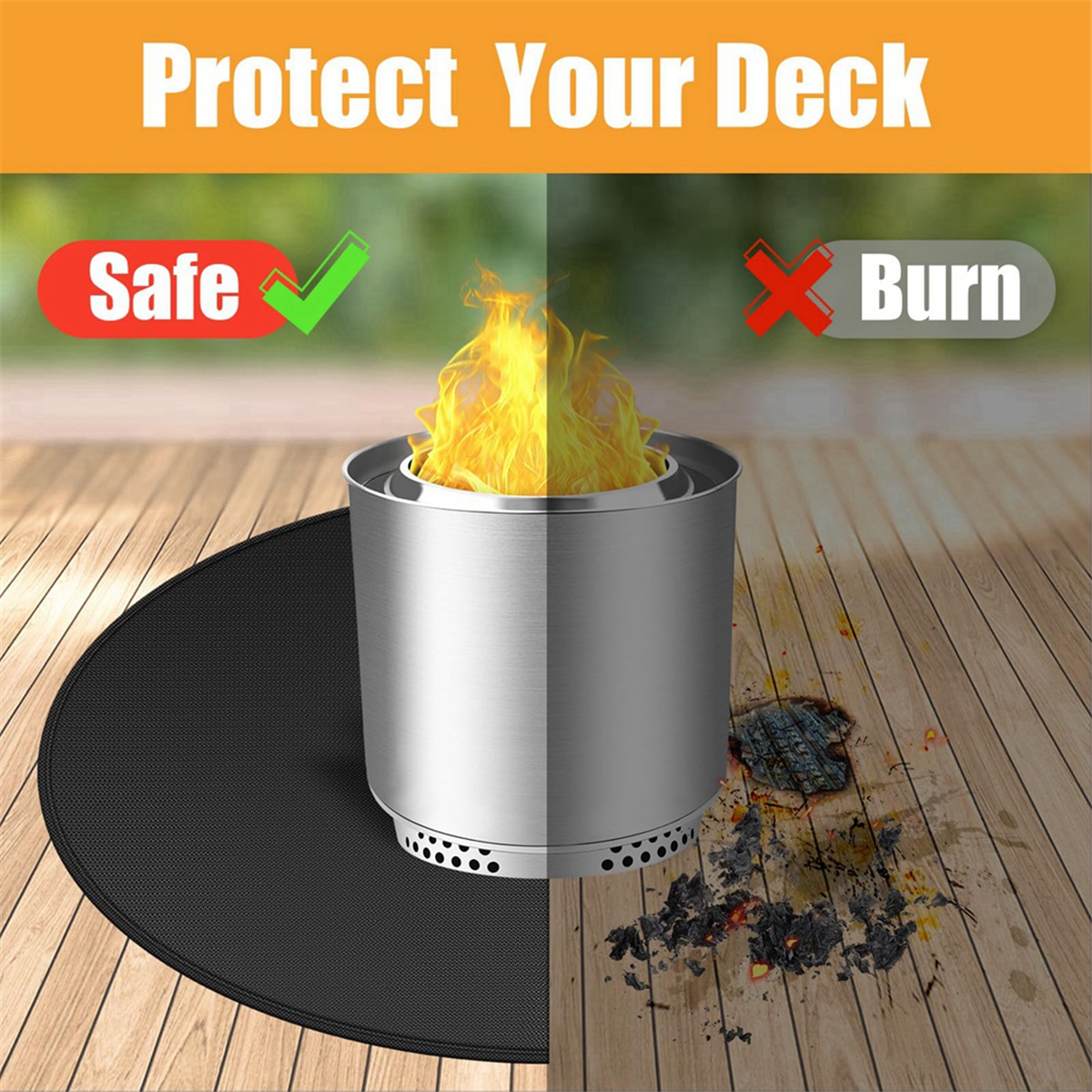 BAAU 焚き火用ファイヤーピットマット、両面耐火ファイヤーピットマット ラウンドファイヤーピットバーベキューマット グリルマットの下用 30インチ