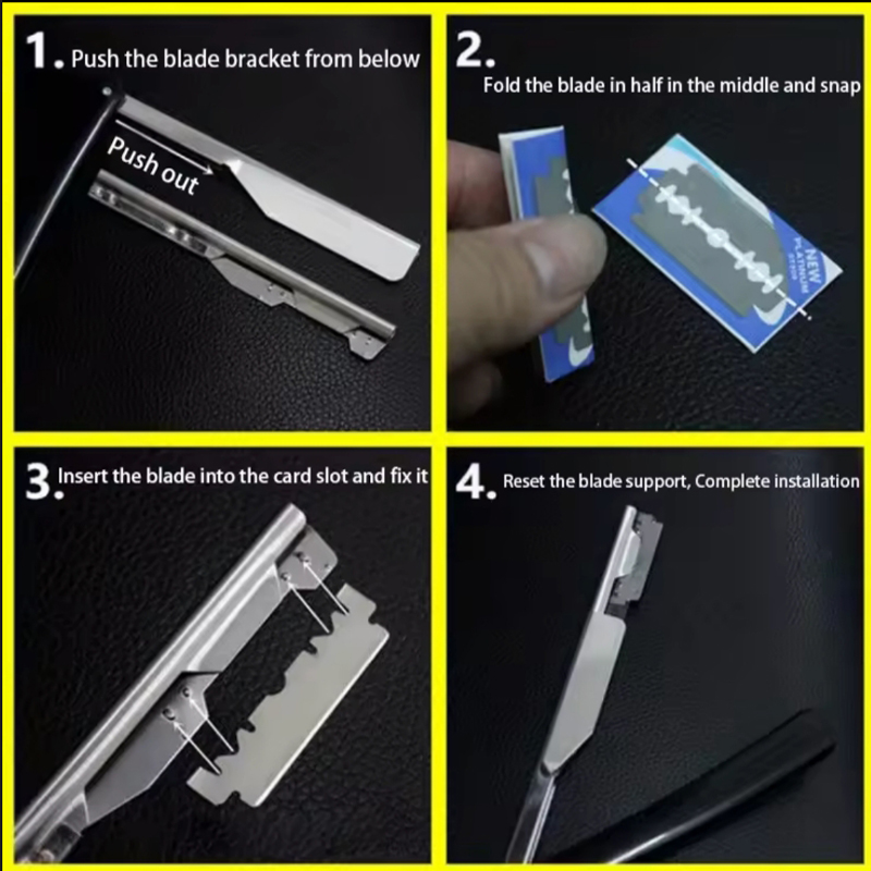 1 Juego de maquinillas de afeitar con borde de peluquero recto para hombre, cuchillo de afeitar plegable, herramientas de depilación con 10 Uds. De cuchillas