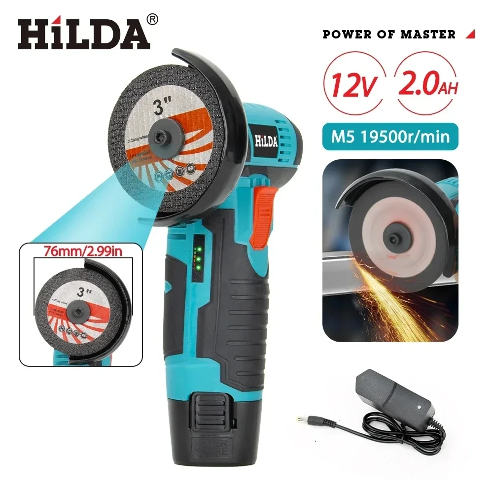 HILDA 12V Smerigliatrice angolare Ricarica Strumento di molatura per lucidatura e molatura Utensili elettrici micro cordless diamantati