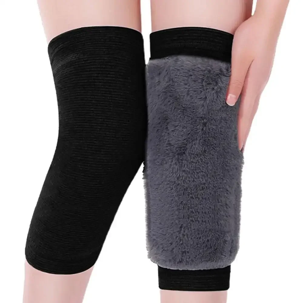 ฤดูหนาว Plush เข่า Pad ความร้อนเข่าสําหรับผู้สูงอายุผู้หญิงผู้ชายเข่า Pads แขนขาสําหรับเล่นสกีขี่จักรยานตั้งแคมป์วิ่ง