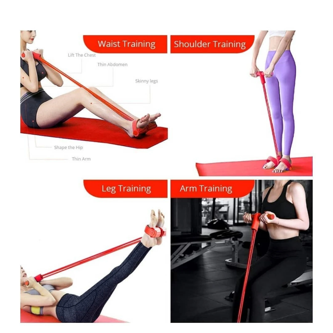 Un aiuto per sit-up pull-on a quattro pedali e sei pedali Skinny Belly Fitness yogi utilizza un pull-on con corda di tensione
