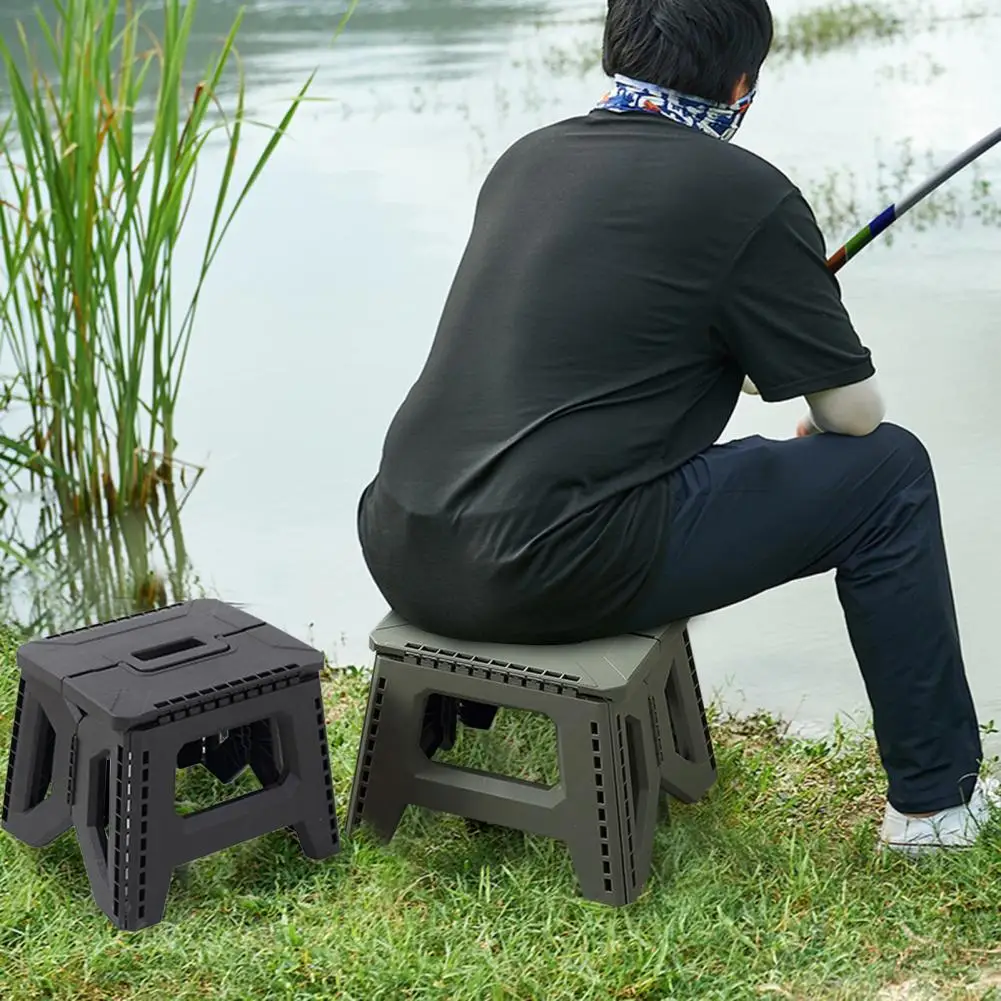 Banco dobrável de plástico com alça portátil, leve, 400lbs, acampamento ao ar livre, caça, piquenique, pesca, assento de cadeira dobrável