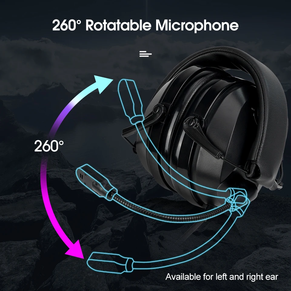 Zestaw słuchawkowy Retevis KM z obrotowym mikrofonem z redukcją szumów do Baofeng UV-5R Quansheng UV K5 UV K6 UV K58 Walkie Talkie