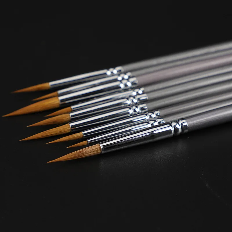 9 Chiếc Chồn Tóc Dòng Sách Bàn Chải Tranh Màu Nước Gouache Tranh Sơn Dầu Móc Dây Chuyền Bút Bền Mỏng Bạch Dương Bạc Bút thanh Nghệ Thuật