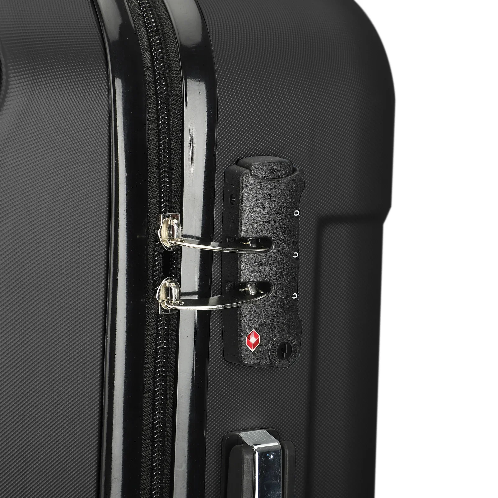 Roshanda 3-teiliges Kofferset 20"24"28" ABS Hartschalen-Reisegepäckset 4 Räder Reißverschluss Teleskop-Zugstange M-L-XL-Set, Schwarz
