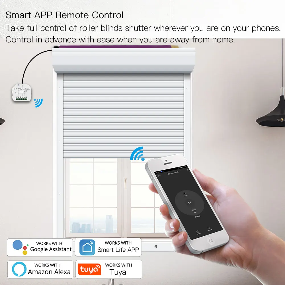 MOES WiFi RF433 interruptor de cortina ciega remoto para módulo de control de persiana enrollable eléctrica Tuya Smart Life Google Home Alexa Voice