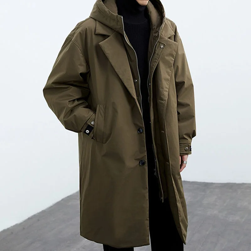 2024 primavera y otoño nueva moda Color sólido a prueba de viento gabardina larga de los hombres Casual suelta de gran tamaño de alta calidad abrigo M-5XL
