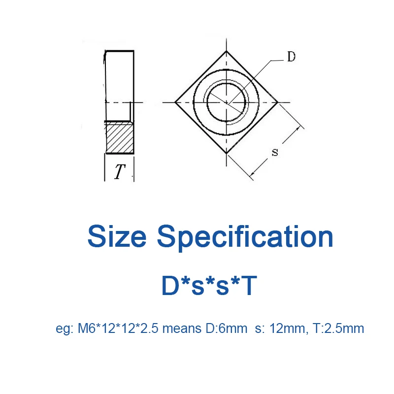 20/ 40pcs/lot Square Nut M3 M4 M5 M6 Carbon Steel Galvanized Zinc Plated Thin Quadrangle Block Compatible with Prusa MK3 DIN562