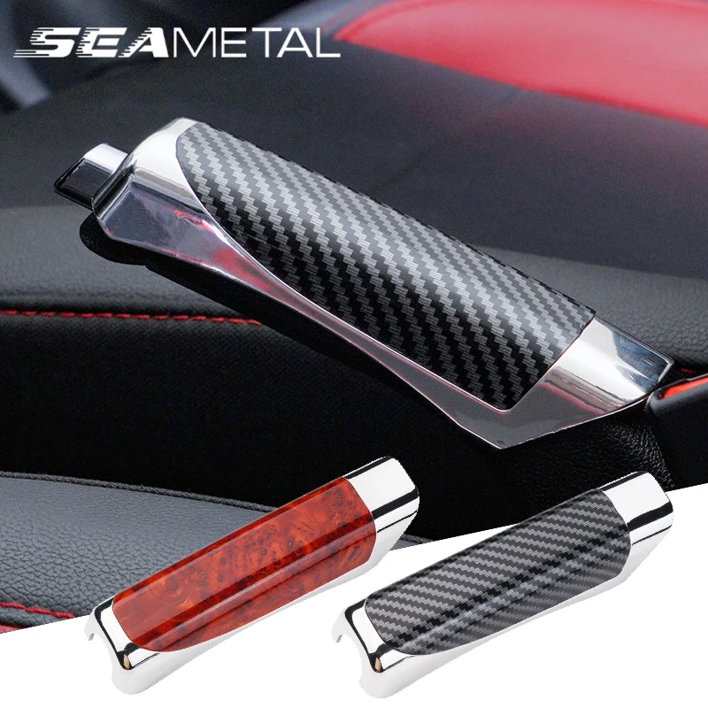 SEAMETAL-cubierta de freno de mano para coche, empuñaduras de freno de mano, cubierta protectora de fibra de carbono, decoración de freno de estacionamiento, accesorios interiores