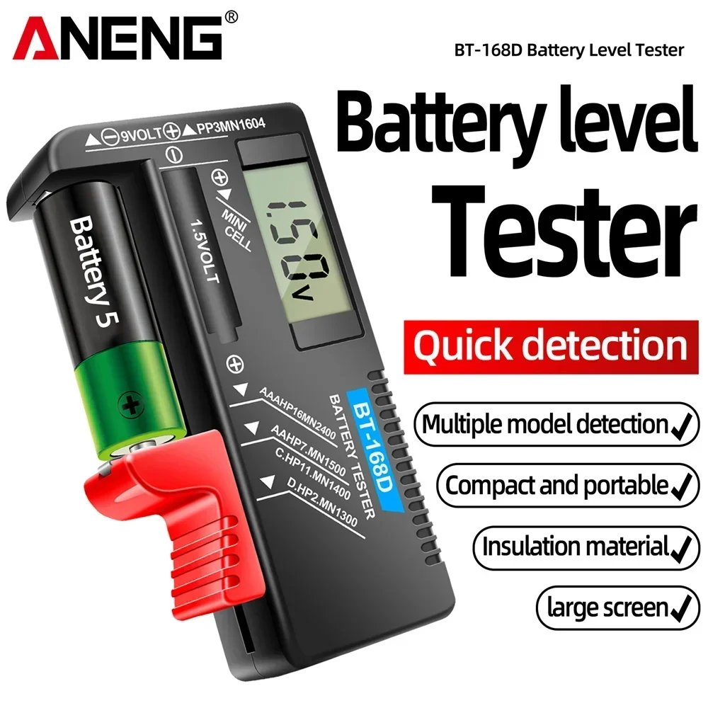 Probador de batería Digital de BT-168D, probador LCD Digital Universal AA AAA CD 9V 1,5 V, herramientas de prueba de voltaje de batería de botón