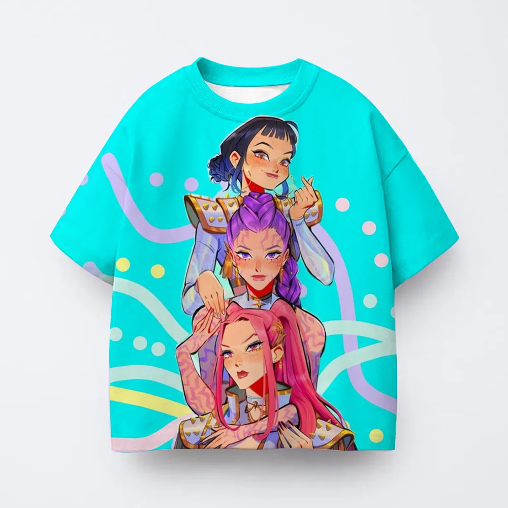幼児女の子服 Kpop 悪魔ハンター漫画 Tシャツファンへの面白いギフト原宿クールキッズ Tシャツ綿夏トップス