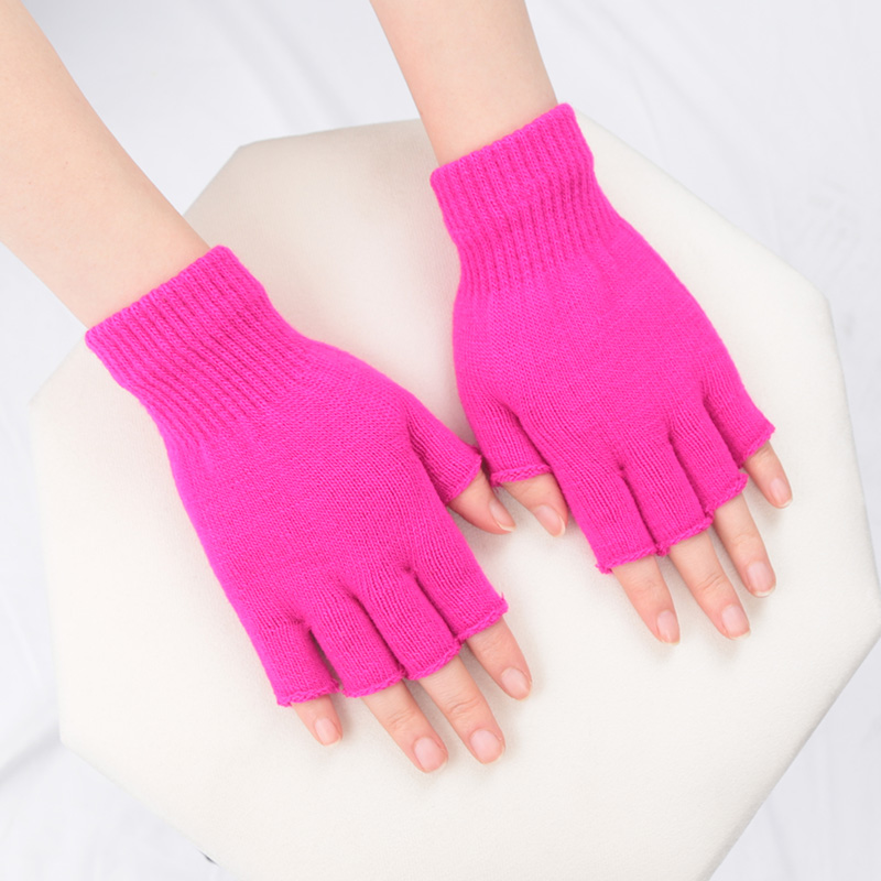 1 paar unisex zwarte halve vinger vingerloze handschoenen voor dames en heren wol gebreide pols katoen winter warme werkwanten