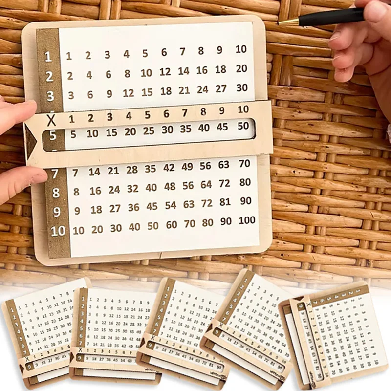 Mesas de multiplicar deslizantes de madera para niños, juguetes Montessori, tablero de conteo de matemáticas, herramienta de enseñanza, juguetes educativos para aprender a niños