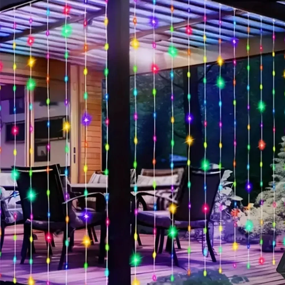 สายไฟม่าน LED พลังงานแสงอาทิตย์มี8โหมดเหมาะอย่างยิ่งสำหรับงานปาร์ตี้งานแต่งงานและสวนโคมไฟพลังงานแสงอาทิตย์สำหรับงานคริสต์มาสกลางแจ้ง