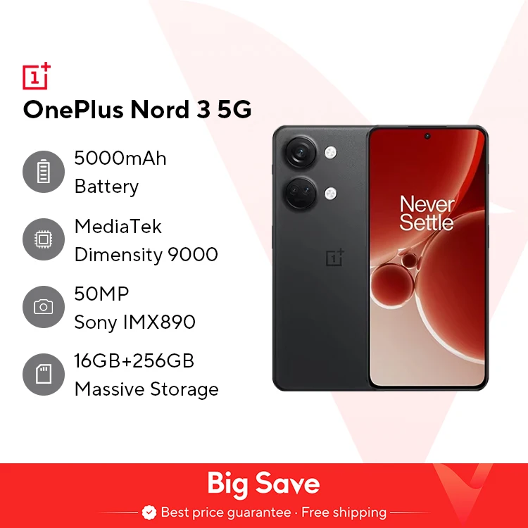 Globale Version OnePlus Nord 3 5G 8 GB 16 GB RAM MediaTek Dimensity 9000 120 Hz Super Fluid AMOLED Display 80 W SUPERVOOC Ladegerät