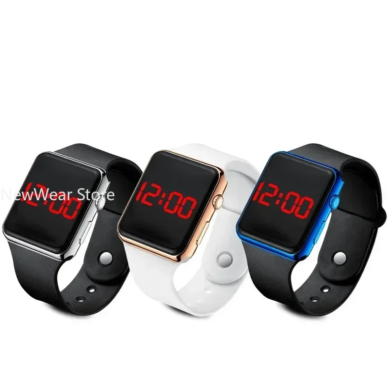 Relojes digitales Para Hombre y Mujer, Reloj de pulsera deportivo LED cuadrado electrónico, Reloj informal de silicona Simple Para Mujer