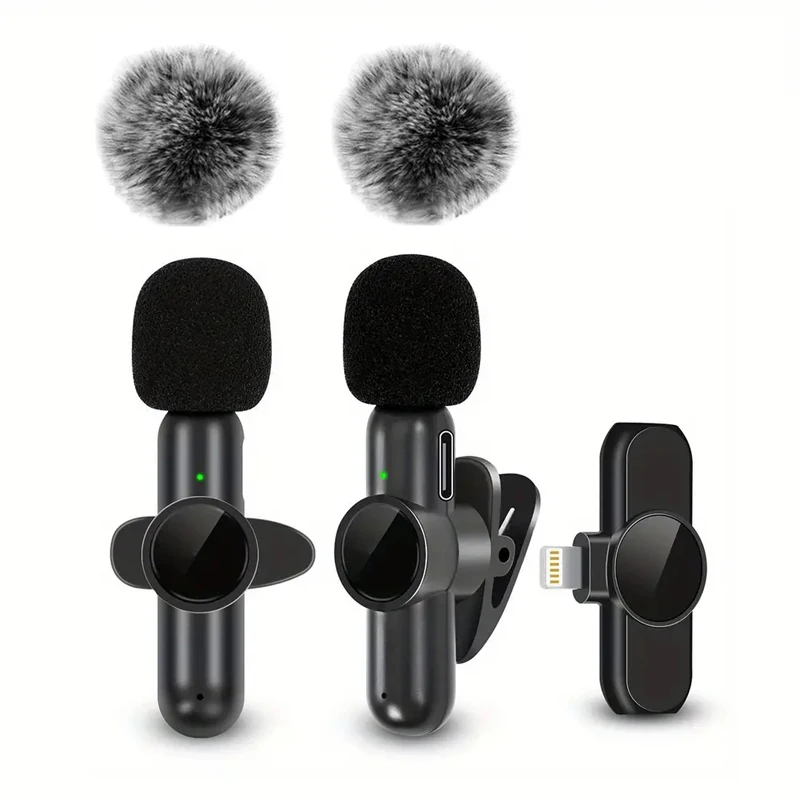 Wireless Lavalier-mikrofon Mit Winddicht Abdeckung Audio Video Aufnahme Mini Mic Für iPhone Android Handy Mikrofon