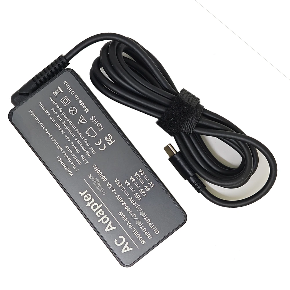 65W 20V 3.25A USB Type-C AC แล็ปท็อปอะแดปเตอร์ชาร์จไฟสําหรับ Lenovo Thinkpad X1 คาร์บอนโยคะ X270 X280 T580 p51 P52s e480 E470