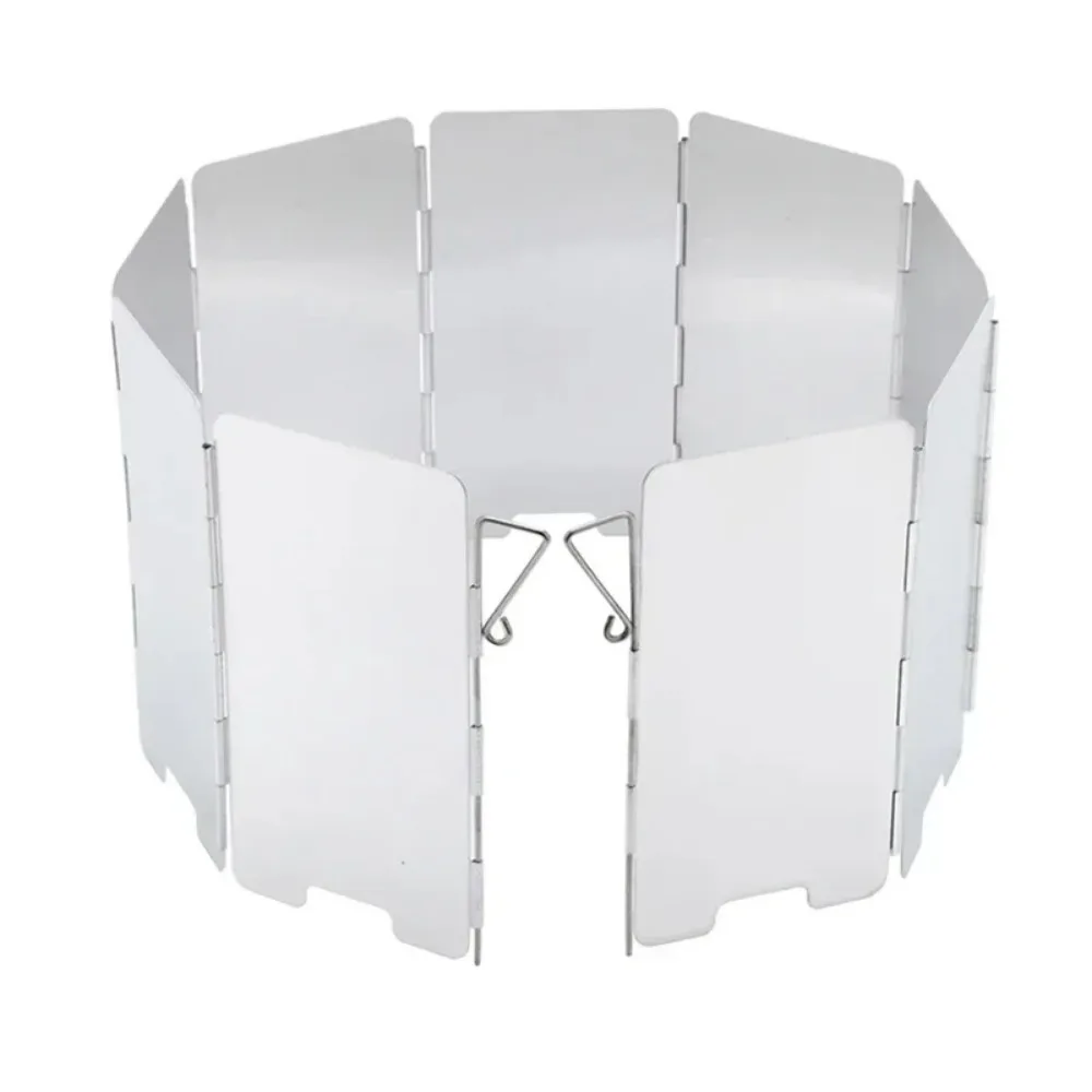 9-platten faltbare Gasherd-Windschutzscheibe, Outdoor-Camping, Kochbrenner, winddichter Bildschirm, Aluminiumlegierung, Outdoor-Herd-Windschutz