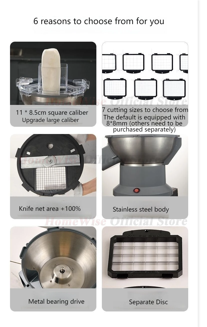 HomeWare Multifunctional Vegetable Cutter Fruit Cutting Maker Cube Cutting Shredding Slicing large-caliber inlet Food processor