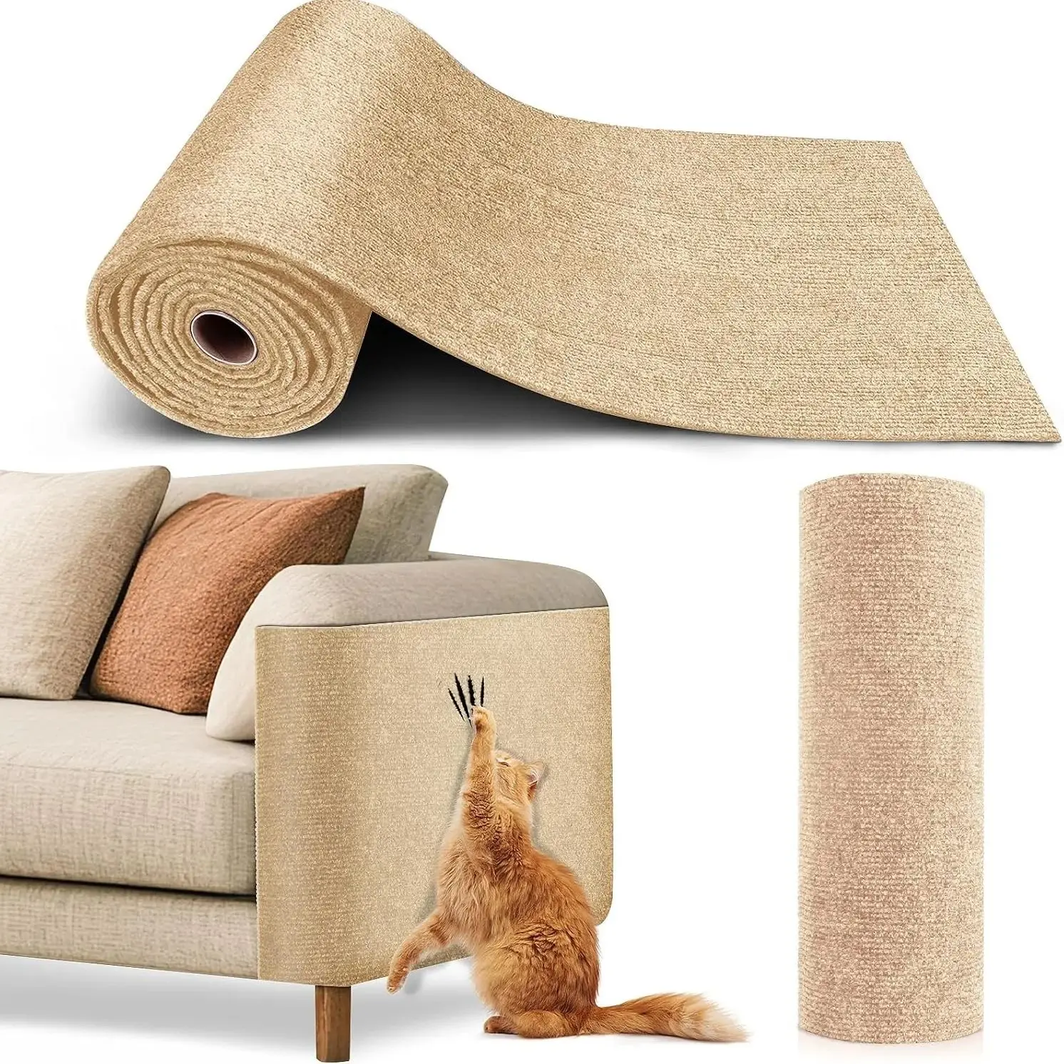 7-Farben-Kratzer für Katzen, Sofabezug, Katzenkratzer, Brettschutz, zuschneidbar, selbstklebender Teppich, DIY-Kratzmatte für Katzen