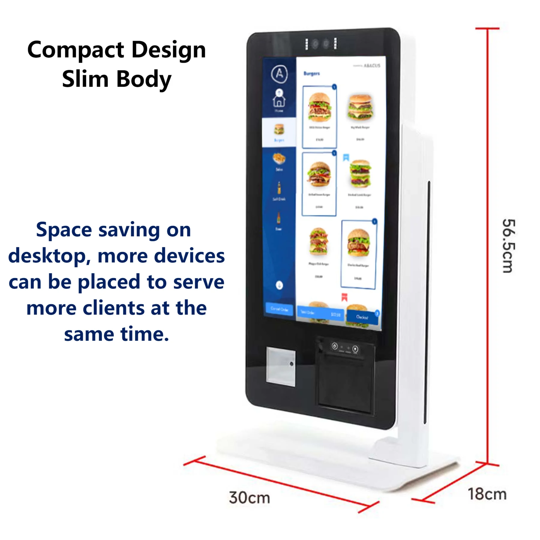 Desktop 15.6 Inch Touch Screen Kiosk Restaurant Self Ordering Machine with 2D Scanner & 58mm Printer Unattended Payment Terminal