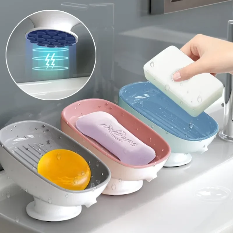 1 Stuks Badkamer Zeepbakjes Houder Zelflozende Zeepkist Met Super Zuigkracht Draagbare Zeepcontainer Voor Badkamer Accessoires