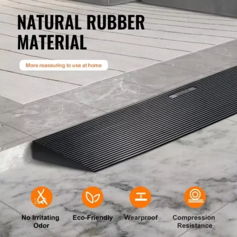 Rise Cuttable Threshold Ramp for Sweeping Robot, 35.4" Wide Natural Rubber Wheelchair Ramp, Non-Slip Solid Rubber Ramp