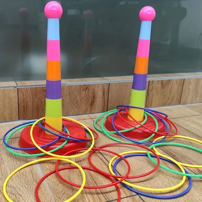 1 Juego de juego de aro colorido: anillos de lanzamiento al aire libre para niños, juegos de fiesta familiar, regalo de Halloween/Navidad