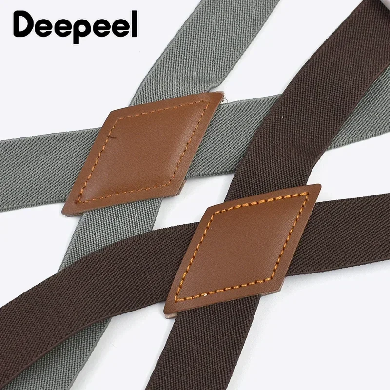 Deepeel-suspender elástico ancho para hombre, 2,5x125cm, ajustable, 2 Clips, tirantes tipo X, suspensorio decorativo, 1 ud.